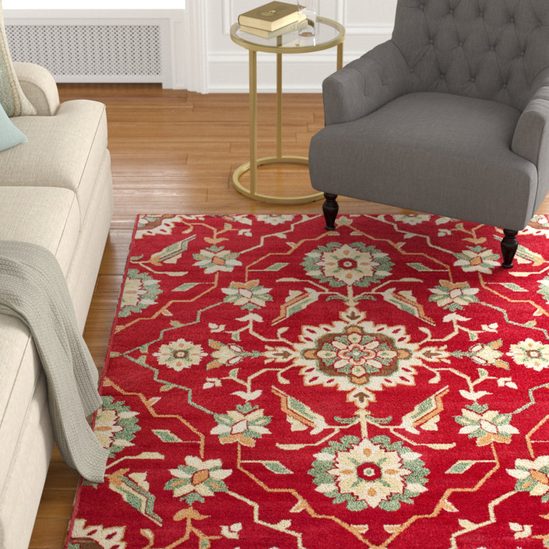 Charlton Home Rachel Borderless Traditional Red Area Rug & Reviews